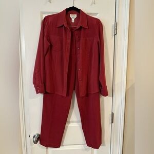 Talbots Petites Red Stretch Pantsuit Set – Size S Top / 8P Pants